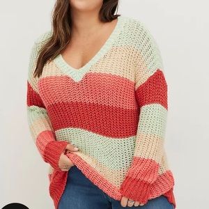 Torrid Plus Size Striped Sweater Size 2 (18/20)